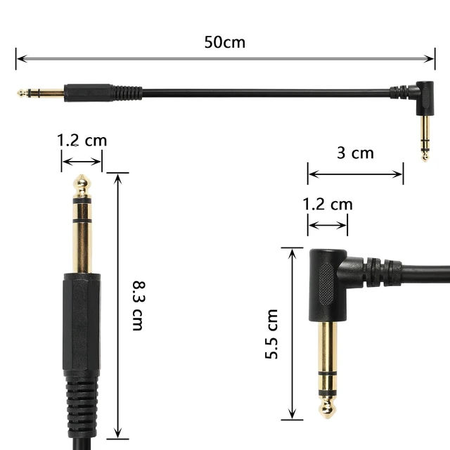 Alt view image 5 of 6 - 1/4 Inch Guitar Instrument Cable, Right Angle 6.35mm Male TRS to 6.35mm Male TRS