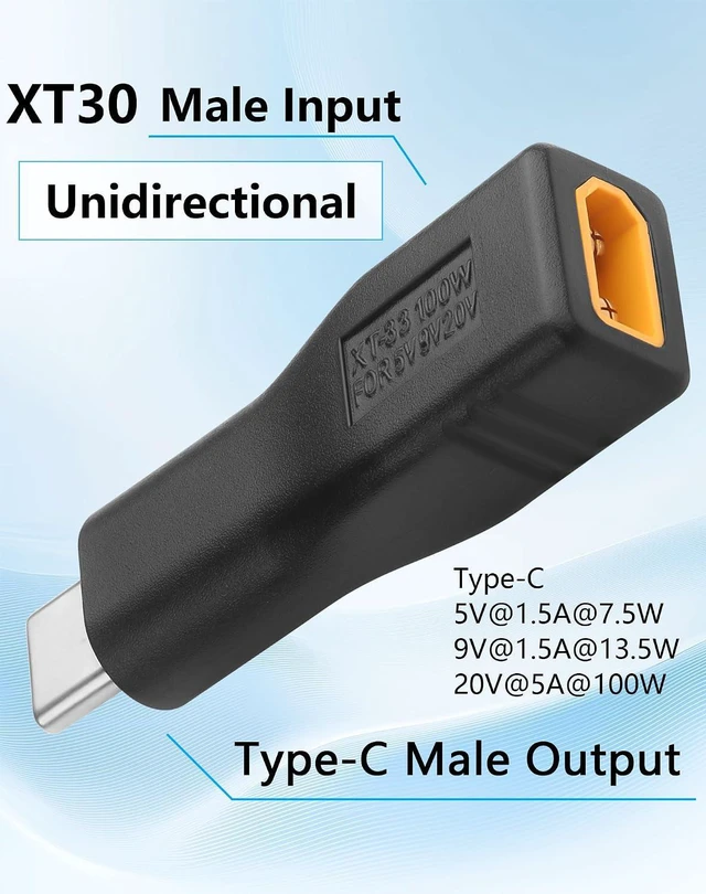 Alt view image 2 of 6 - XT30 to Type C Adapter, XT30 Male Input to Type-C Male PD 100W Output Power Adap