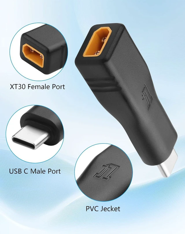 Alt view image 5 of 6 - XT30 to Type C Adapter, XT30 Male Input to Type-C Male PD 100W Output Power Adap
