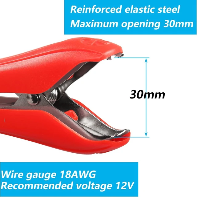 Alt view image 3 of 7 - 1.8m 18AWG 12V 24V Battery Clamp Clip-On with Quick Splice Crimp Lock Terminal E