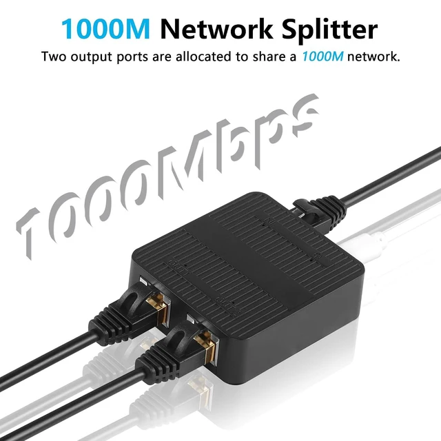 Alt view image 7 of 7 - R RJ45 Ethernet Splitter Adapter Gigabit, RJ45 Network Splitter 1 to 2, Cat5, Ca