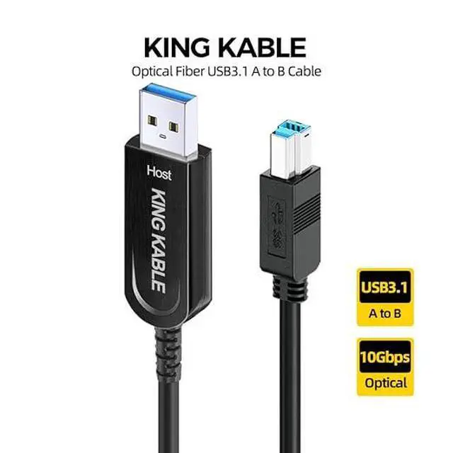 Alt view image 2 of 6 - Optical Fiber USB3.1 Gen2 Type A to B Cable 10Gbps Backward Comaptible with USB3.0 USB2.0 USB1.1 Version