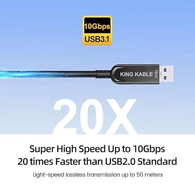 Alt view image 4 of 6 - Optical Fiber USB3.1 Gen2 Type A to B Cable 10Gbps Backward Comaptible with USB3.0 USB2.0 USB1.1 Version