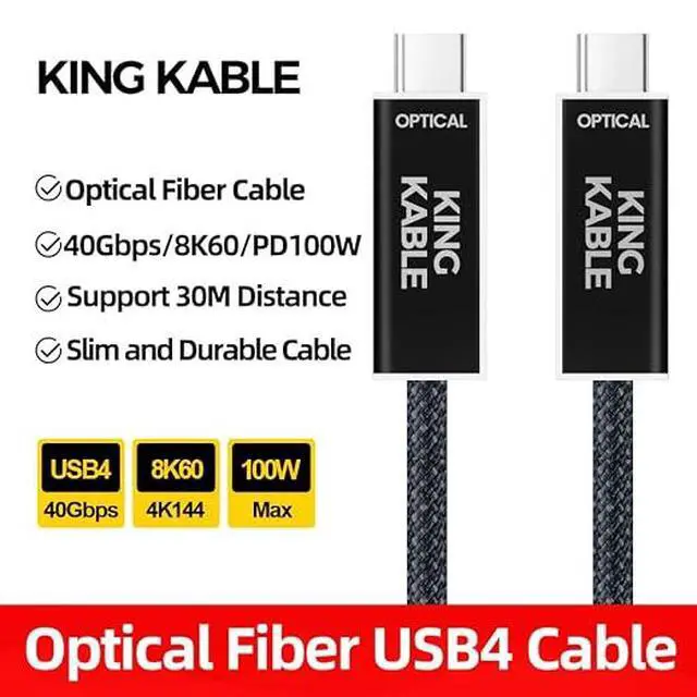Alt view image 3 of 5 - Optical Fiber USB4 Cable Support 40Gbps 8K60 4K144 PD100W Full Function TypeC Cable 30M Compatible with ThunderBolt4 (5M/16FT)