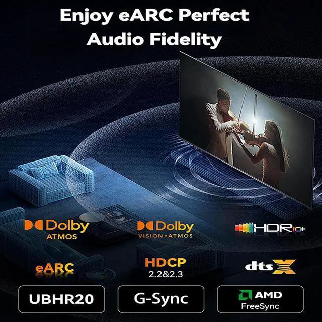 Alt view image 3 of 4 - HDMI 2.2 Cable 16.4FT (5M), 28AWG Ultra High Speed HDMI Cable, 16K@60Hz, 8K@60Hz, 4K@240Hz, eARC, HDR10+, 48Gbps, 3D, Ethernet, Gold-Plated HDMI Cable for TV, Monitor, Projector, Gaming