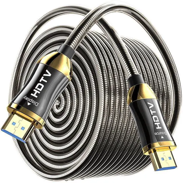Main image of Fiber Optic HDMI 2.1 Cable 32.8FT (10M), 48Gbps Ultra High Speed HDMI Cable, 8K@60Hz, 4K@120Hz, CL3 Rated In-Wall Rated, Steel Armored Optical HDMI Cable, eARC, HDR, PS5 Compatible for TV, Gaming & Ho