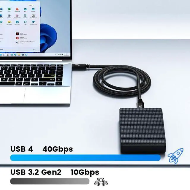 Alt view image 2 of 5 - USB4 Cable 6.6FT (2M), 80Gbps High Speed USB C Cable, Thunderbolt 4 / 5 Compatible, Up to 120Gbps Boost Mode, Dual 8K Video or Dual 4K@60Hz, 40Gbps Data Transfer, Braided USB C Cable for Docking Stati
