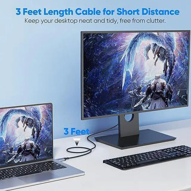 Alt view image 4 of 4 - DisplayPort 2.1 Cable 16.4FT (5M), 80Gbps UHBR20 DP Cable, 16K@60Hz, 8K@120Hz, 4K@240Hz, High Refresh Rate Gaming Cable, HDR, DSC 1.2, G-Sync & FreeSync Compatible, Braided DP Cable for Monitor & PC