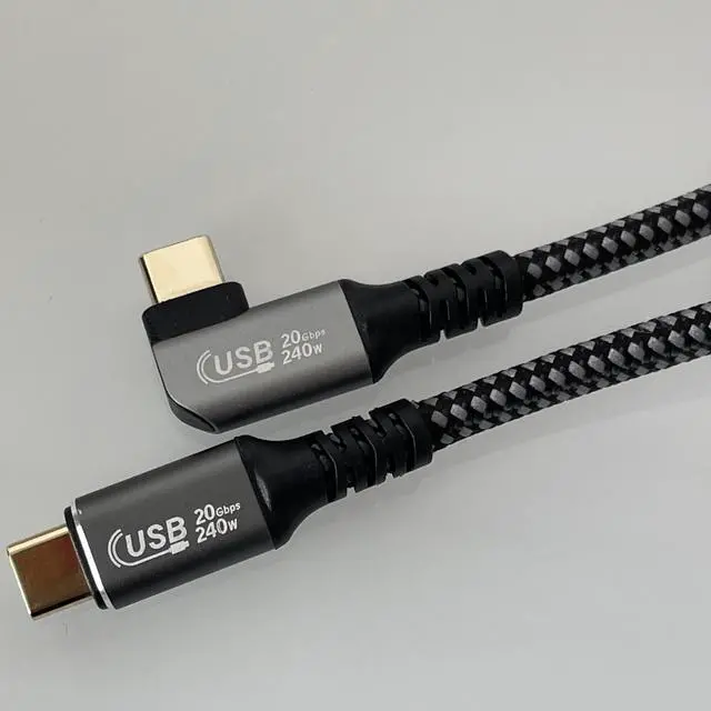 Alt view image 4 of 6 - USB4 Type-C Cable 6.6FT (2M), Right Angle USB C to USB C Cable, 240W PD Fast Charging, 20Gbps Data Transfer, 8K Video Support, USB-C Male to Male Cable for Laptop, Monitor, Docking Station