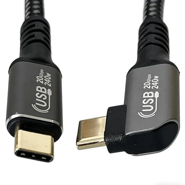 Alt view image 3 of 6 - USB4 Type-C Cable 6.6FT (2M), Right Angle USB C to USB C Cable, 240W PD Fast Charging, 20Gbps Data Transfer, 8K Video Support, USB-C Male to Male Cable for Laptop, Monitor, Docking Station