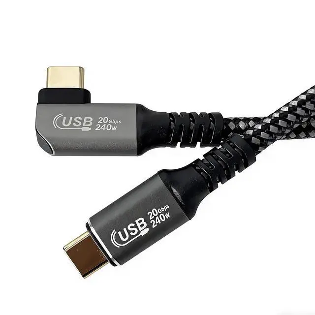 Main image of USB4 Type-C Cable 6.6FT (2M), Right Angle USB C to USB C Cable, 240W PD Fast Charging, 20Gbps Data Transfer, 8K Video Support, USB-C Male to Male Cable for Laptop, Monitor, Docking Station