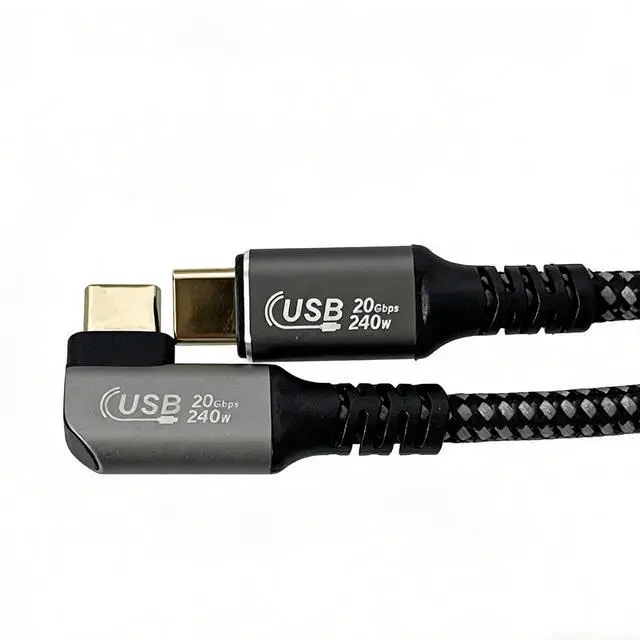 Alt view image 2 of 6 - USB4 Type-C Cable 6.6FT (2M), Right Angle USB C to USB C Cable, 240W PD Fast Charging, 20Gbps Data Transfer, 8K Video Support, USB-C Male to Male Cable for Laptop, Monitor, Docking Station