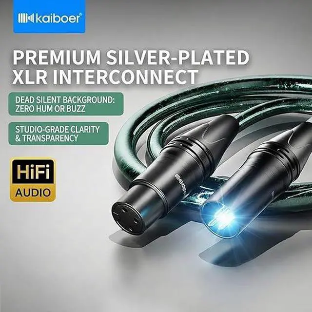 Alt view image 2 of 6 - XLR Cable, Pro-Grade Balanced Audio Cord with 21AWG Silver-Plated Copper, Shielding 95% tinned Copper,Male to Female for Studio, Mixer, Mic, 4.9 Feet, Green
