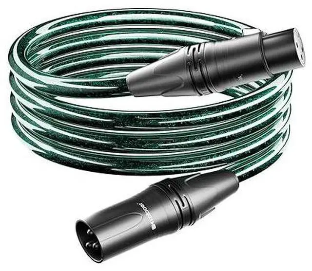 Main image of XLR Cable, Pro-Grade Balanced Audio Cord with 21AWG Silver-Plated Copper, Shielding 95% tinned Copper,Male to Female for Studio, Mixer, Mic, 4.9 Feet, Green