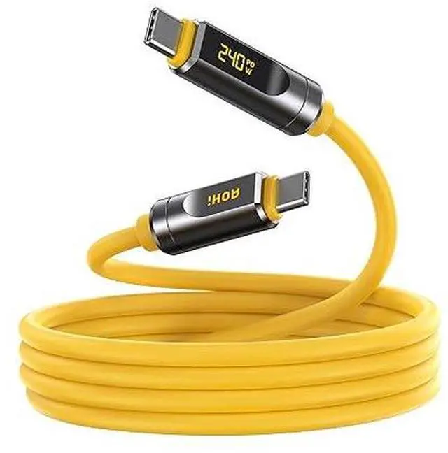 Main image of USB4 2.0 Cable with LED Digital Display 3.3ft, 240W PD3.1 Fast Charging, 80Gbps Data Transfer, Dual 8K Display, The Adonis USB C Cable for MacBook Pro/iPhone 17 Pro Max/Galaxy/SSD/Docking,Yellow