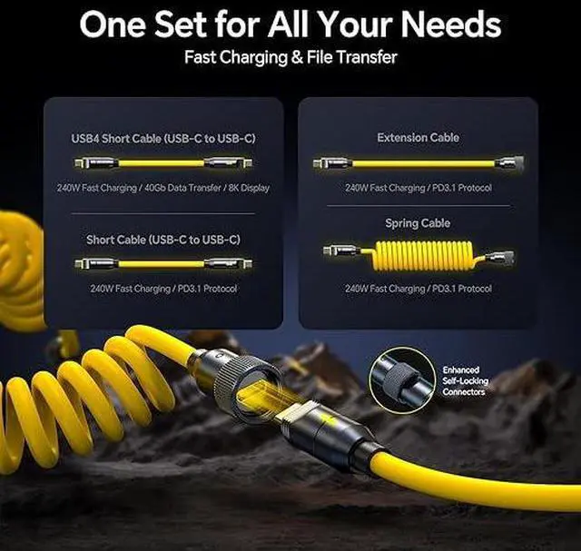 Alt view image 6 of 6 - 240W 8 in 1 USB 4 Cable Set, The Future 240W PD3.1 USB C Fast Charging Cable Supports 40Gbps Data Transfer 8K HD Display for iPhone17 Pro Max MacBook Pro Air iPad Galaxy