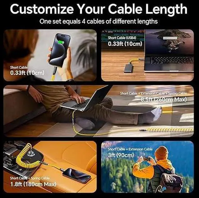 Alt view image 5 of 6 - 240W 8 in 1 USB 4 Cable Set, The Future 240W PD3.1 USB C Fast Charging Cable Supports 40Gbps Data Transfer 8K HD Display for iPhone17 Pro Max MacBook Pro Air iPad Galaxy