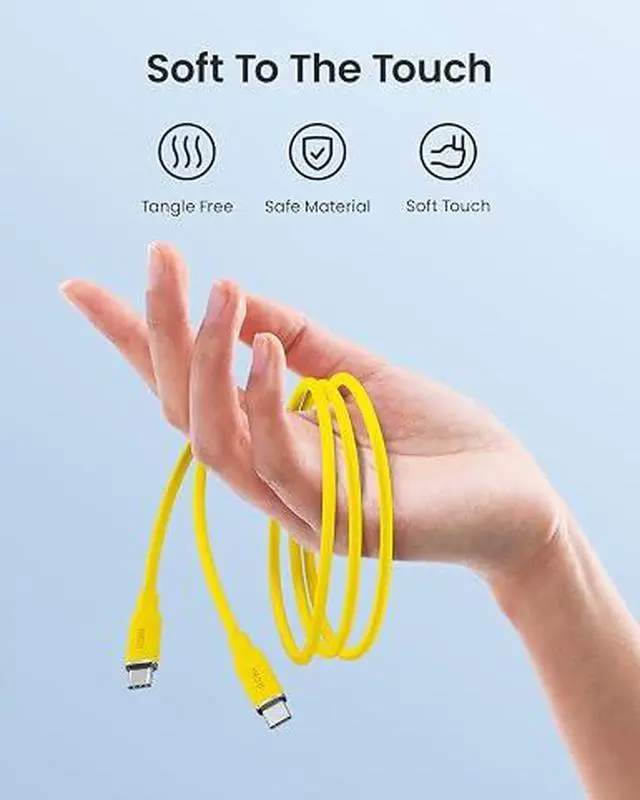Alt view image 3 of 5 - 140W USB C to USB C Cable PD 3.1 Type C Fast Charging Cable Fast Charge for MacBook Pro, iPhone 15 Pro Max Plus, iPad Pro/Air, Galaxy S23Ultra, Pixel, Switch, 3.3ft, Yellow