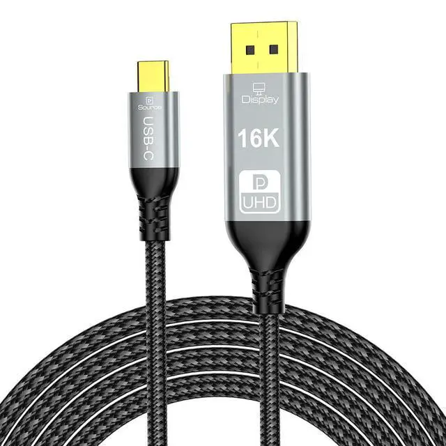Alt view image 4 of 4 - USB C to DP 2.1 Cable 2m, 16K@60Hz DisplayPort Adapter, 80Gbps HDR10 12-Bit Color, Thunderbolt 4/3 Compatible for Laptop/PC/Monitor
