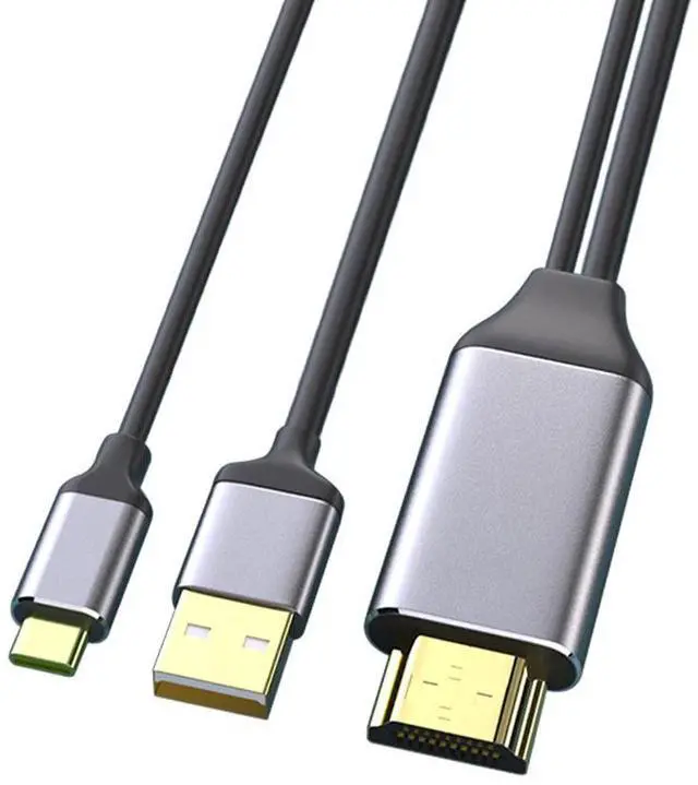 Alt view image 2 of 4 - HDMI to USB-C Cable 6.6FT (2M), 4K@60Hz Video Converter Cable with USB Power Supply, HDMI Male to USB Type-C Display Cable, HDR Support