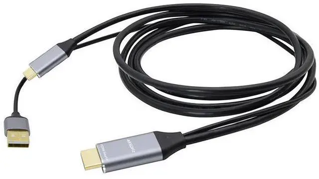 Alt view image 3 of 4 - HDMI to USB-C Cable 6.6FT (2M), 4K@60Hz Video Converter Cable with USB Power Supply, HDMI Male to USB Type-C Display Cable, HDR Support