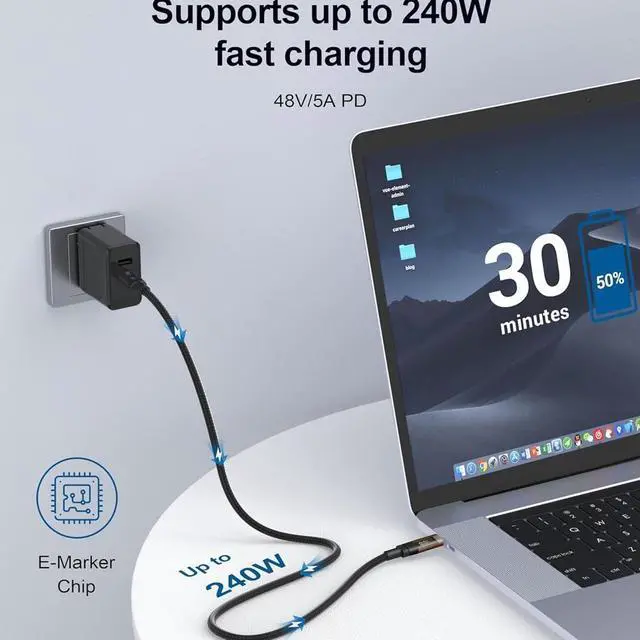 Alt view image 2 of 4 - USB4 Type-C Cable 3.3FT (1M), 40Gbps High Speed Data Transfer Cable, 240W PD Fast Charging with Digital Display, 8K@60Hz Video Support, Thunderbolt 4 Compatible USB-C Cable for MacBook