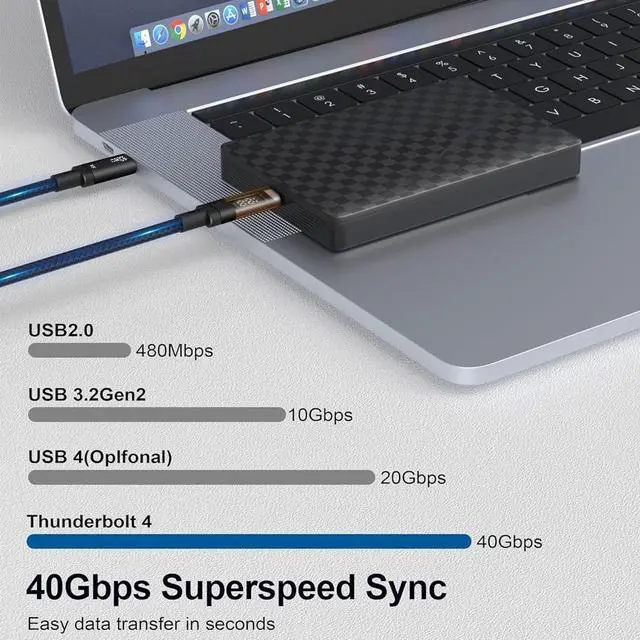 Alt view image 3 of 4 - USB4 Type-C Cable 3.3FT (1M), 40Gbps High Speed Data Transfer Cable, 240W PD Fast Charging with Digital Display, 8K@60Hz Video Support, Thunderbolt 4 Compatible USB-C Cable for MacBook