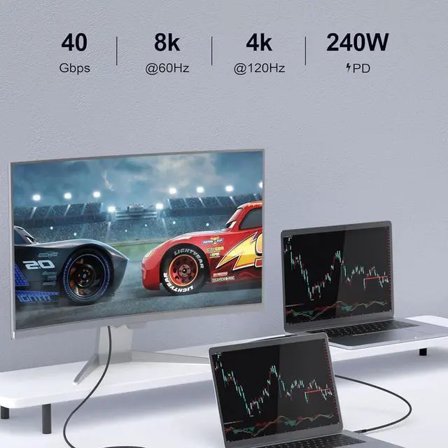 Alt view image 4 of 4 - USB4 Type-C Cable 3.3FT (1M), 40Gbps High Speed Data Transfer Cable, 240W PD Fast Charging with Digital Display, 8K@60Hz Video Support, Thunderbolt 4 Compatible USB-C Cable for MacBook