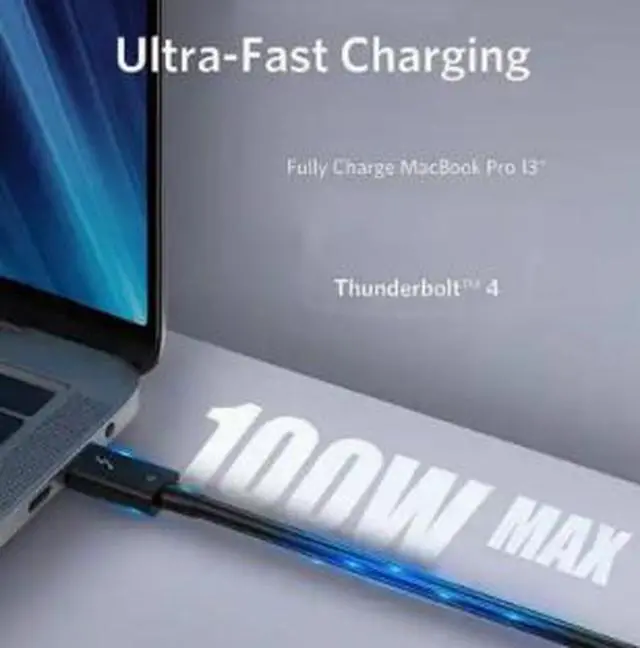 Alt view image 2 of 5 - Thunderbolt 4 Cable 2.3FT (0.7M), USB4 Type-C Cable, 40Gbps High Speed Data Transfer, 100W PD Fast Charging, 8K@60Hz Video Support