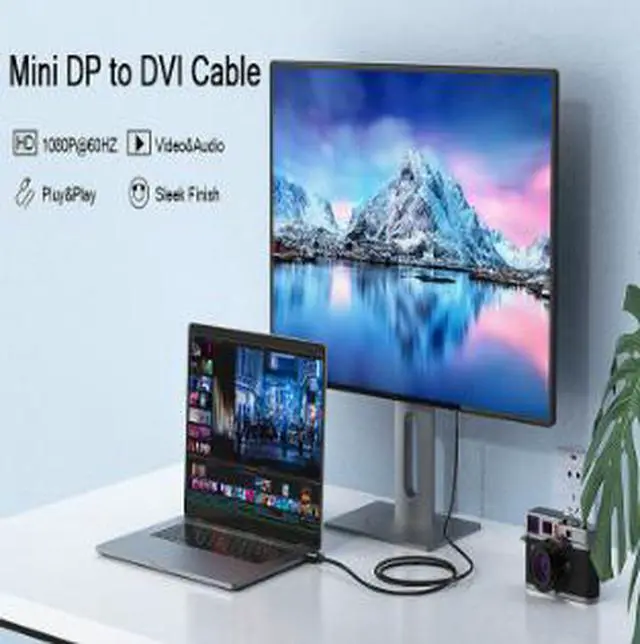 Alt view image 5 of 5 - Mini DisplayPort to DVI Adapter Cable, Mini DP Male to DVI Male Converter, 1080P@60Hz Video Adapter for MacBook Air/Pro, Surface Pro