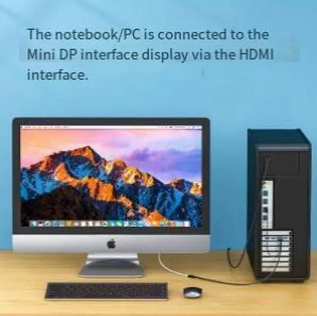 Alt view image 3 of 3 - HDMI to Mini DisplayPort Adapter 3.3FT (1M), HDMI Male to Mini DP Female Converter with USB Power Cable, 4K@30Hz Video Adapter for Laptop, PC, Monitor, Projector & Mini DisplayPort Display