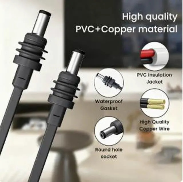Alt view image 4 of 4 - 10M (33FT) DC to DC Power Extension Cable, 20AWG Flat DC Charging Cable, Waterproof DC Power Cord for Outdoor Equipment, CCTV Camera, LED Light, Solar Power Accessories