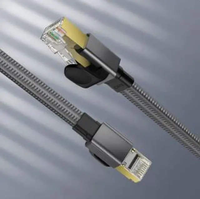 Alt view image 2 of 5 - Cat 8 Ethernet Cable 16.4FT (5M), Flat 40Gbps High Speed Network Cable, 2000MHz Bandwidth RJ45 LAN Cable with Gold-Plated Connectors, Braided Jacket for Gaming PC, Router, Modem & Switch