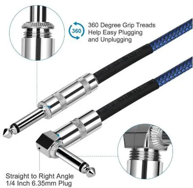 Alt view image 4 of 5 - 6.35mm Audio Cable 16.4FT (5M), 1/4 Inch TS Male to Male Instrument Cable, Stereo Audio Connection Cable for Amplifier, Speaker, Mixer, Guitar, Recording & Studio Equipment Blue