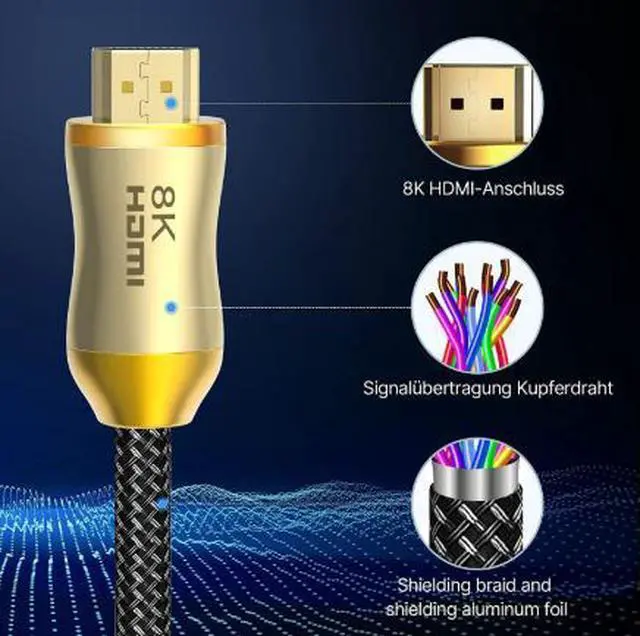 Alt view image 3 of 4 - Ultra High Speed HDMI 2.1 Cable 9.8FT (3M), 48Gbps 8K@60Hz 4K@120Hz HDMI Cable with HDR, eARC, 3D, Ethernet for Gaming Console, PC, TV, Monitor & Projector