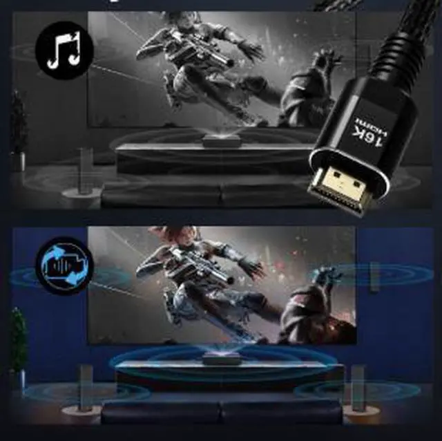 Alt view image 2 of 5 - Ultra High Speed HDMI 2.2 Cable 9.8FT (3M), 96Gbps 16K@60Hz 8K@240Hz HDMI Cable with VRR, QMS, ALLM, QFT for Gaming PC, Monitor, TV, Projector & Game Console