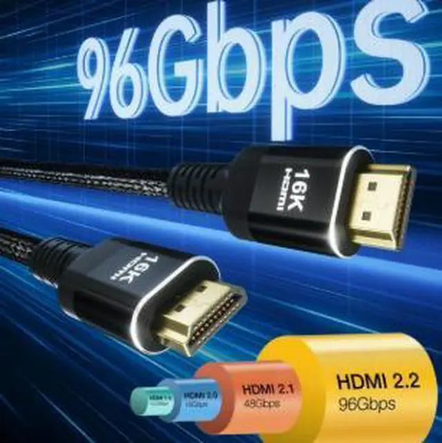 Alt view image 3 of 5 - Ultra High Speed HDMI 2.2 Cable 9.8FT (3M), 96Gbps 16K@60Hz 8K@240Hz HDMI Cable with VRR, QMS, ALLM, QFT for Gaming PC, Monitor, TV, Projector & Game Console