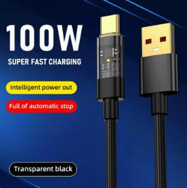 Alt view image 5 of 5 - USB-A to USB-C Charging Cable 6.6FT (2M), 100W Fast Charging Cable with Smart Power-Off Function, Gold-Plated Connector, Nylon Braided Data Cable for Huawei, Honor, Xiaomi & Android Devices