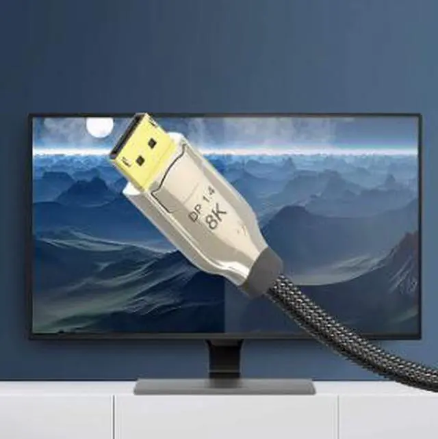 Alt view image 3 of 6 - DisplayPort 1.4 Cable 16.4FT (5M), 8K Ultra HD DP Cable with Gold-Plated Connector, Supports 8K@60Hz, 4K@240Hz, 165Hz, 144Hz High Refresh Rate Gaming Cable for PC, GPU, Monitor & Display