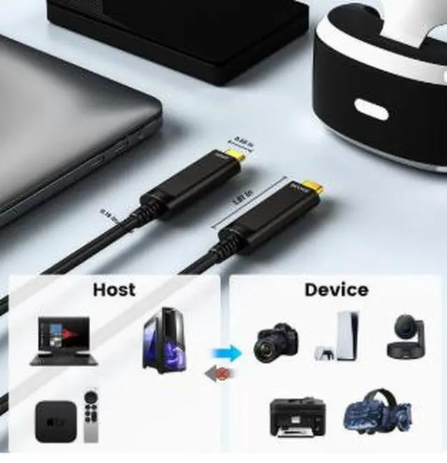 Alt view image 2 of 4 - USB-C Fiber Optic Cable 65.6FT (20M), USB 3.2 Gen 2 10Gbps Data Cable with 8K@60Hz Video Support, Long Distance Type-C Cable for Conference Camera, Monitor, Laptop & Display Devices