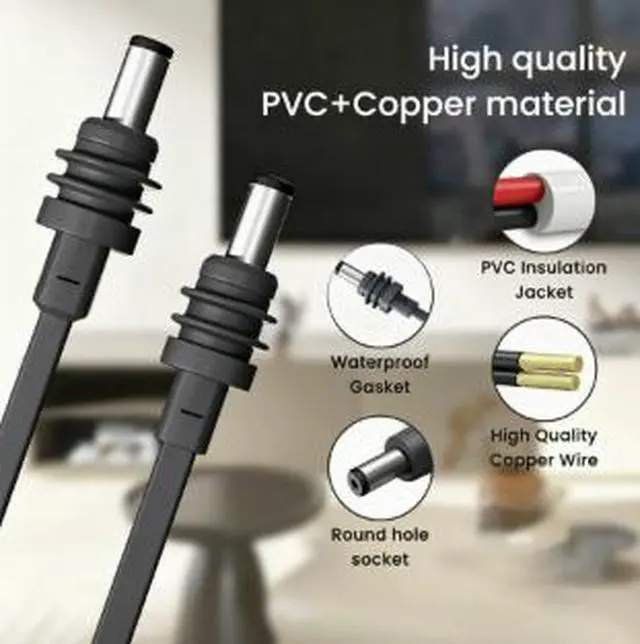 Alt view image 5 of 5 - DC to DC Power Cable 10FT (3M), 20AWG Flat Wire Waterproof Power Extension Cable with High Quality Copper Wire for Outdoor Devices, LED, Automotive & Electronics