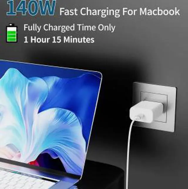 Alt view image 3 of 6 - USB-C to MagSafe 3 Cable 6.6FT (2M), 140W PD Fast Charging Cable with Rotatable Magnetic Connector for MacBook Pro Laptop, Compatible with USB-C Power Adapter