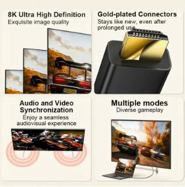 Alt view image 4 of 4 - DisplayPort to HDMI Cable 6.6FT (2M), Uni-Directional DP Male to HDMI Male Adapter Cable Supports 4K@120Hz, 8K@30Hz with Aluminum Alloy Shell for PC Monitor & TV