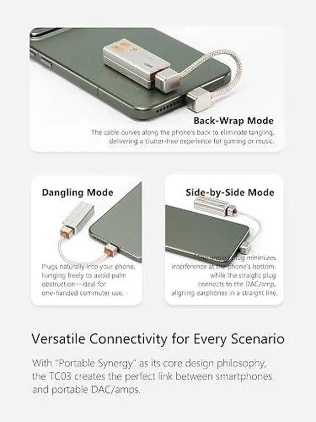 Alt view image 6 of 6 - TC03SL Computer USB Cable OTG Audio Decoding Cable, Flexible Use for Smartphones, L/Straight Connector Options, 8cm