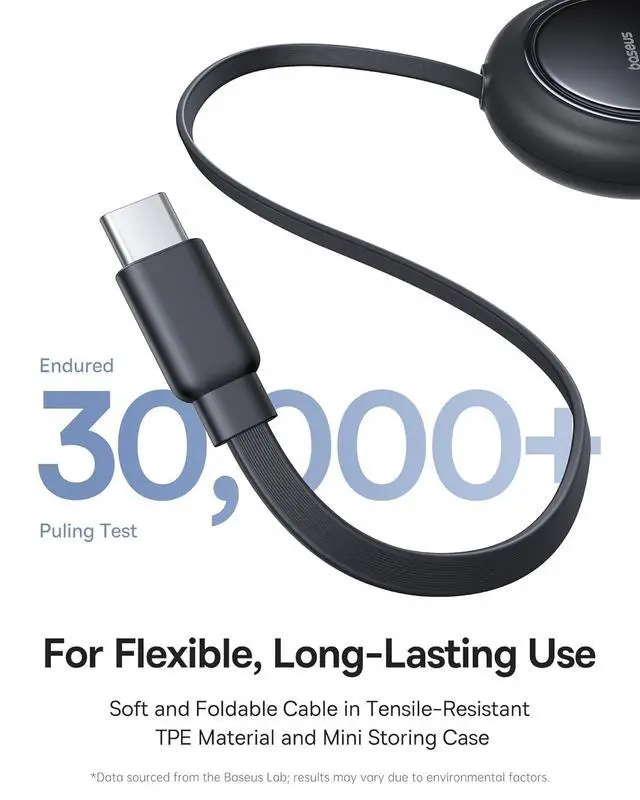 Alt view image 7 of 7 - Retractable USB C Cable 4ft, Single Port Max 100W 2 in 1 USBC to USBC Multi Fast Charging Cable, 5 Length Presets, Type C Charger Cord for iPhone 17 Pro/Plus/Max, Galaxy S24, iPad Pro, Tablet