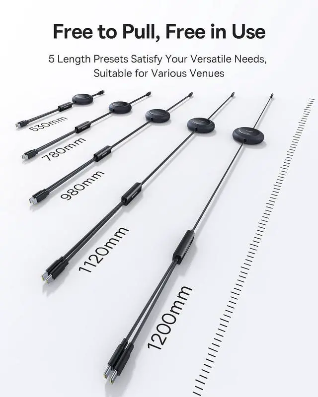 Alt view image 5 of 7 - Retractable USB C Cable 4ft, Single Port Max 100W 2 in 1 USBC to USBC Multi Fast Charging Cable, 5 Length Presets, Type C Charger Cord for iPhone 17 Pro/Plus/Max, Galaxy S24, iPad Pro, Tablet