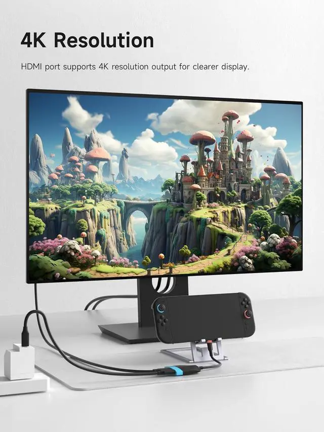 Alt view image 6 of 7 - Hagibis Switch2 Dock for Switch 1/2/OLED, Portable TV Dock Charging Docking Station with HDMI and USB 3.0 Port Replacement Base Dock Set Type C to HDMI TV Adapter for MacBook Pro Air