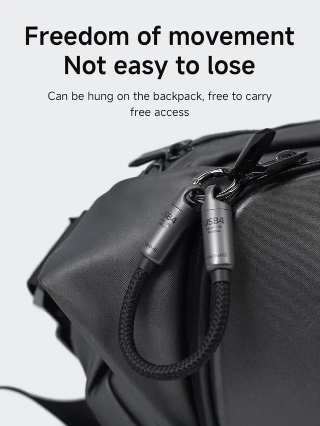 Alt view image 3 of 7 - USB4 Cable Portable Keychain 0.5ft, 80Gpbs 240W 8K@60Hz Short C to C Cable Lanyard Type-C Cable for iPhone 17 16 15 Pro Max, iPad Pro, Thunderbolt 5/4/3, External SSD
