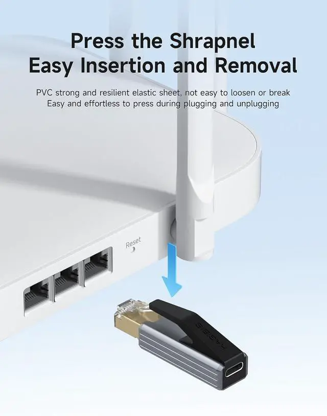 Alt view image 4 of 7 - GearZap USB C to Ethernet Adapter, Portable 1Gbps Gigabit RJ45 to Type-C (Thunderbolt 4/3 Compatible) Network LAN Hub, Compatible for MacBook Pro/Air, iPhone 16 Pro/Max, iPad Pro, XPS