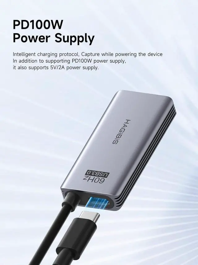 Alt view image 4 of 7 - USB3.0 Video Capture Card with 100W PD HDMI to USB/USB C 1080P HD 60fps Live and Record Video Audio Game MS2130 for Quest 3 2 Pro VR Switch2 PS4/5 Live Broadcast, Gaming, Streaming (UHC07P)